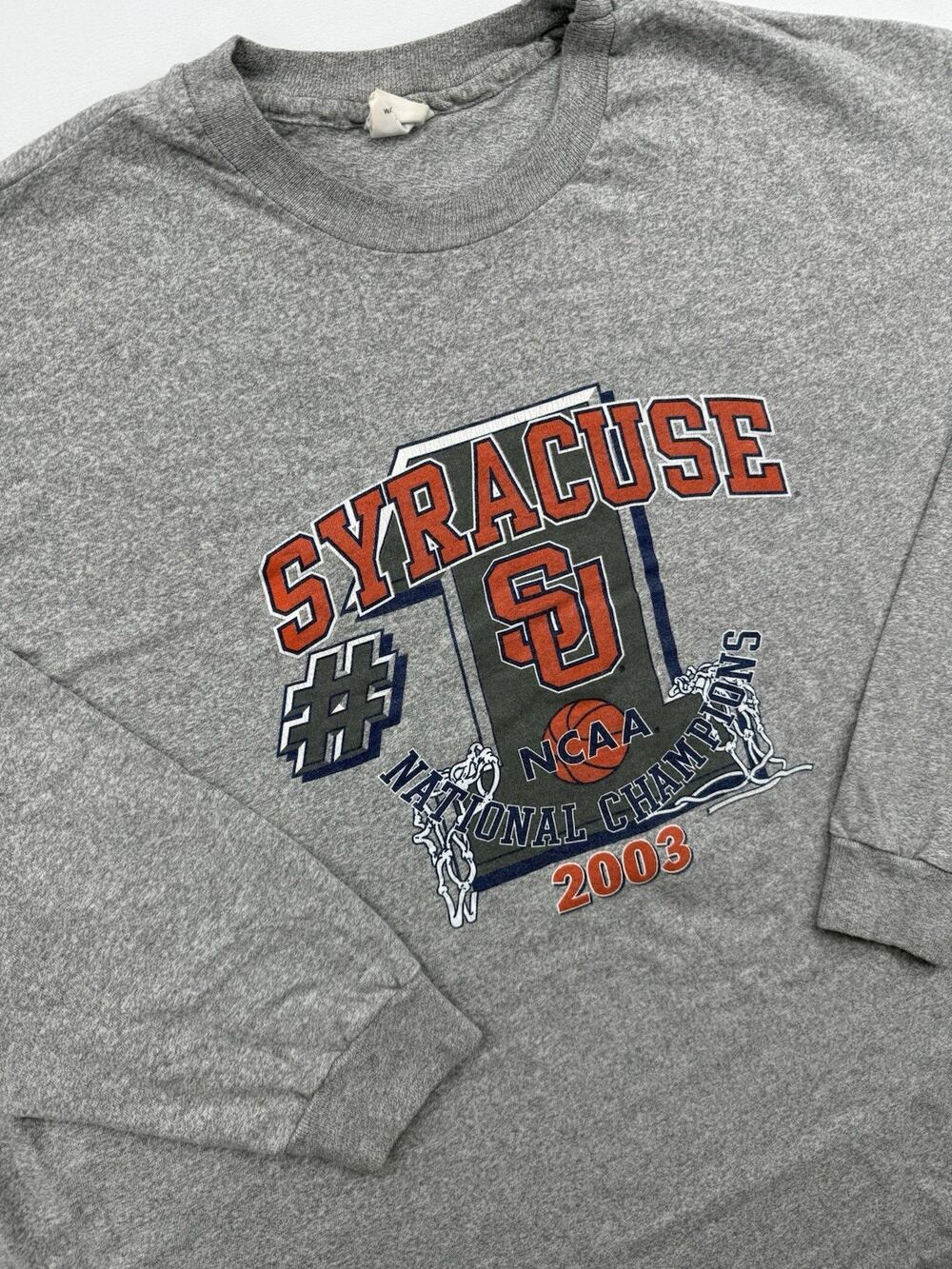 Vintage Syracuse Orangemen University Men's Gray Long Sleeve Shirt Sz XXL